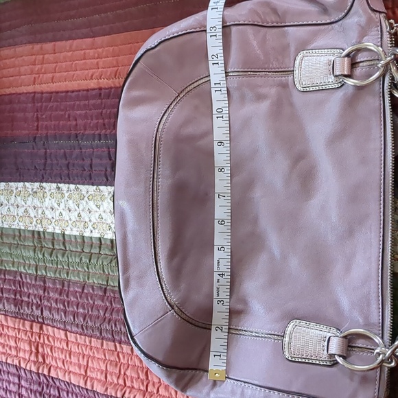 COACH* Kristen lavender tri textured leather bag w/silvertone hardware zip close - Picture 12 of 16